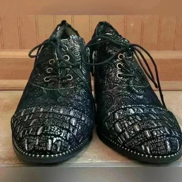 Laura Vida lace up bootie heels with metallic pattern Derbies ELCODIEO 231; 40 - Picture 4 of 10